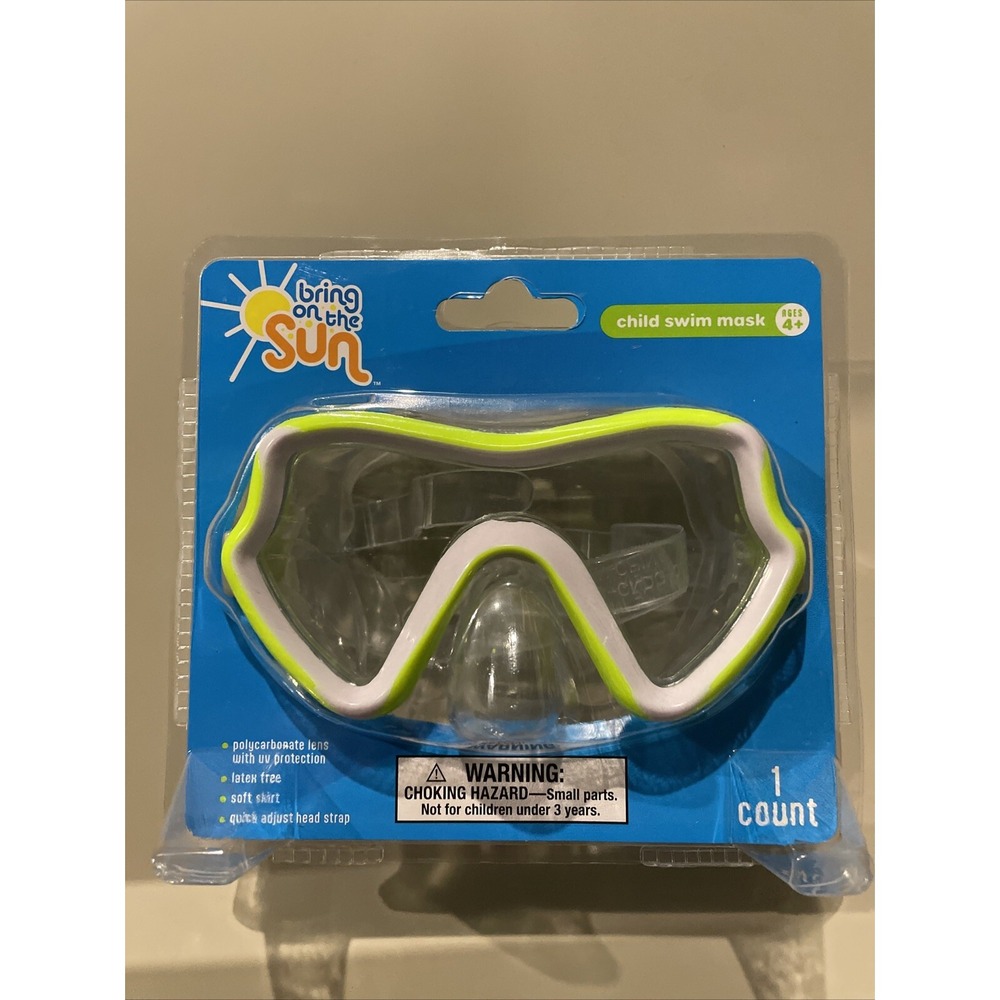 Bring On The Sun Child 4+‎ Swim Mask Latex Free - Quick Adjust, Lime Green